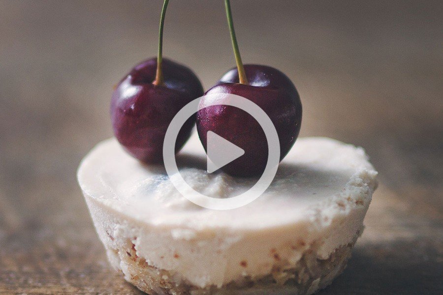 Raw White Chocolate Cherry Mini Cheesecakes