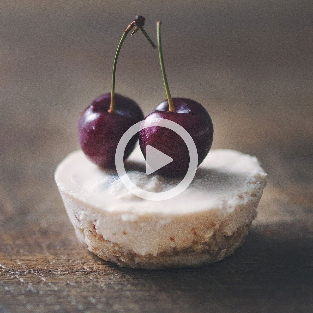 Raw White Chocolate Cherry Mini Cheesecakes