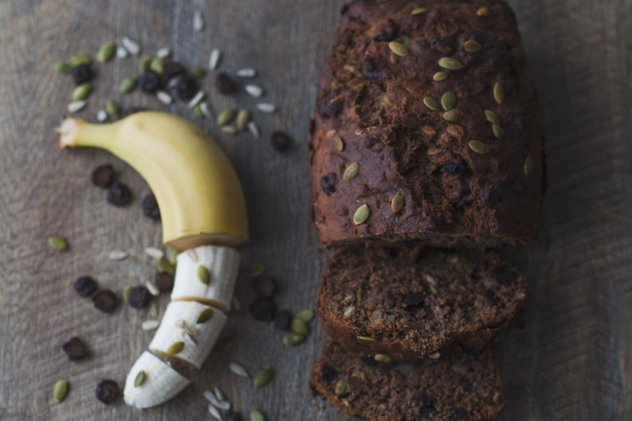 Roasted Carob Banana Bread with Wholemeal Spelt Flour