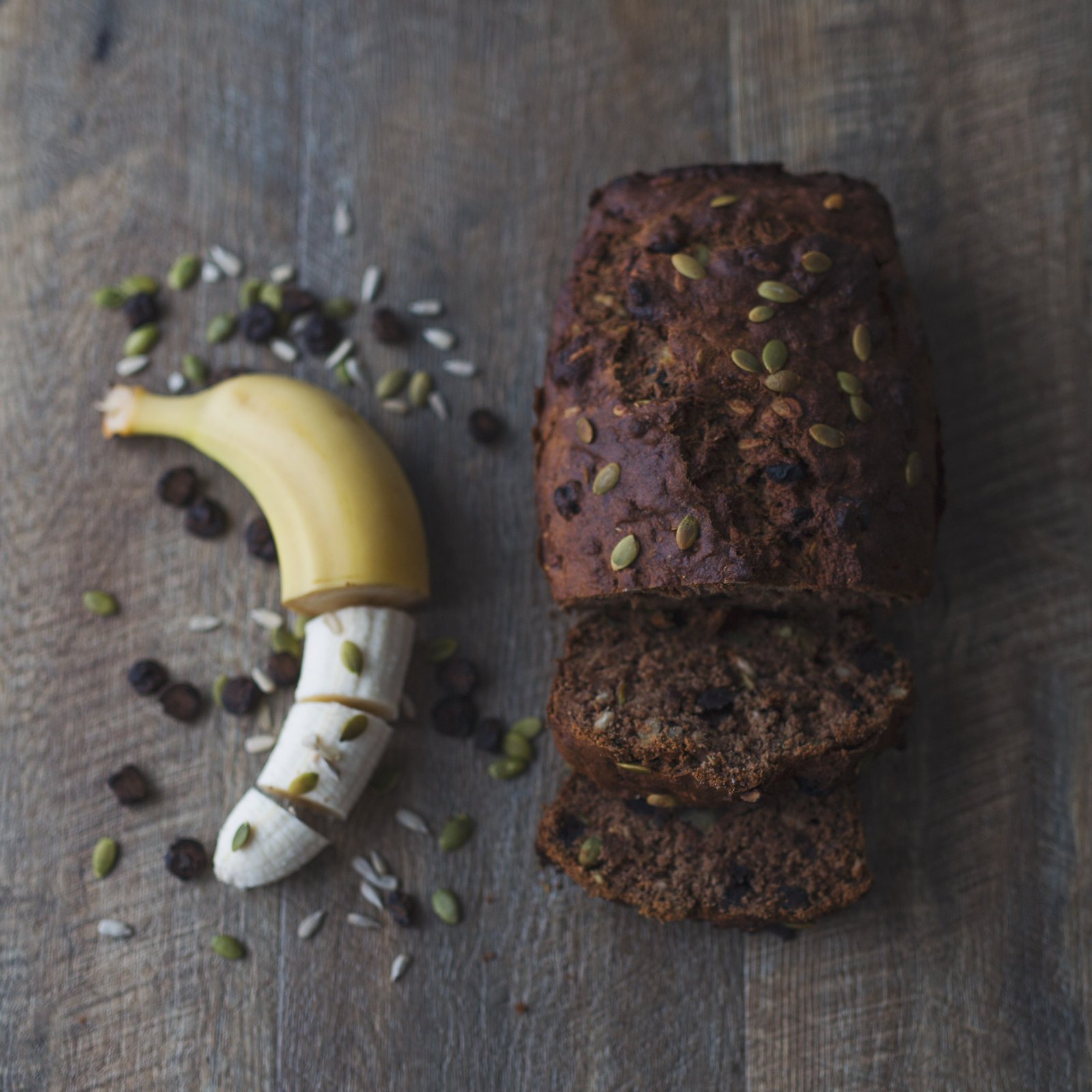 Roasted Carob Banana Bread with Wholemeal Spelt Flour