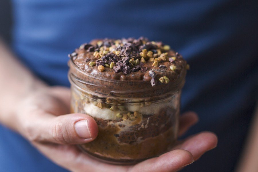 Chocolate Peanut Butter Chia Pudding Parfait