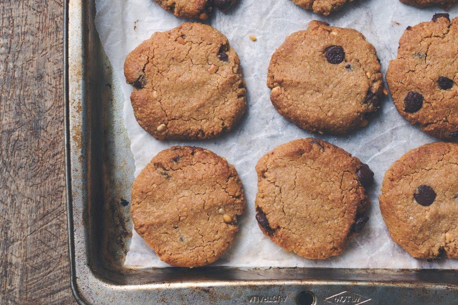 Vegan Peanut Butter Chocolate Chip Cookies made with Almond Meal