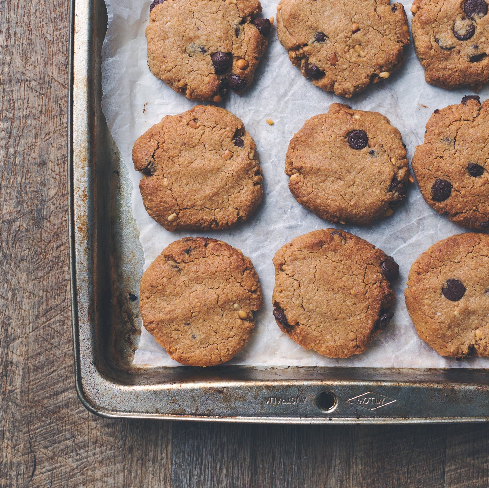 Vegan Peanut Butter Chocolate Chip Cookies made with Almond Meal