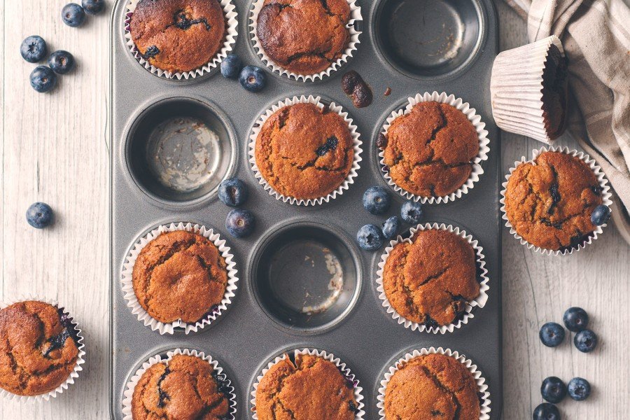 Vegan Blueberry Spelt Muffins with Coconut Yogurt