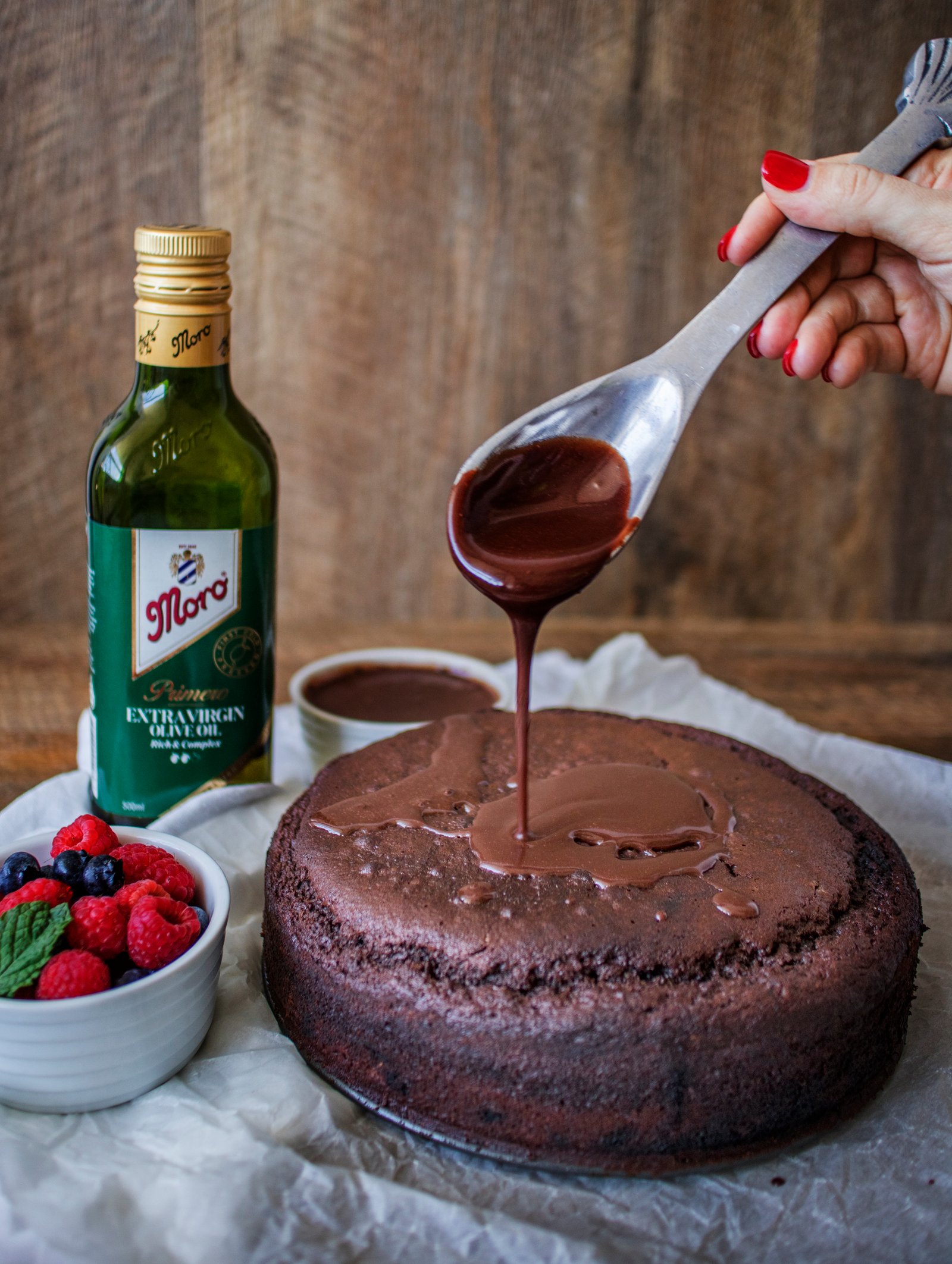 Vegan Chocolate Olive Oil Cake with Chocolate Olive Oil Sauce