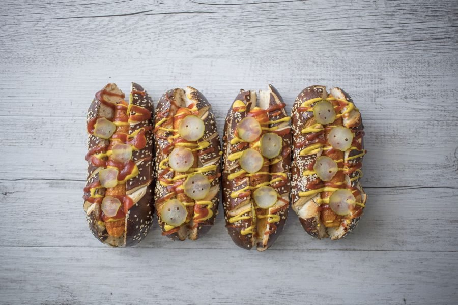 Vegan Carrot Hot Dogs with Homemade Mustard and Ketchup