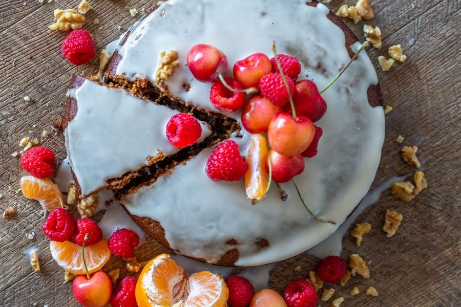 Vegan Mandarin Polenta Cake with Yogurt Frosting