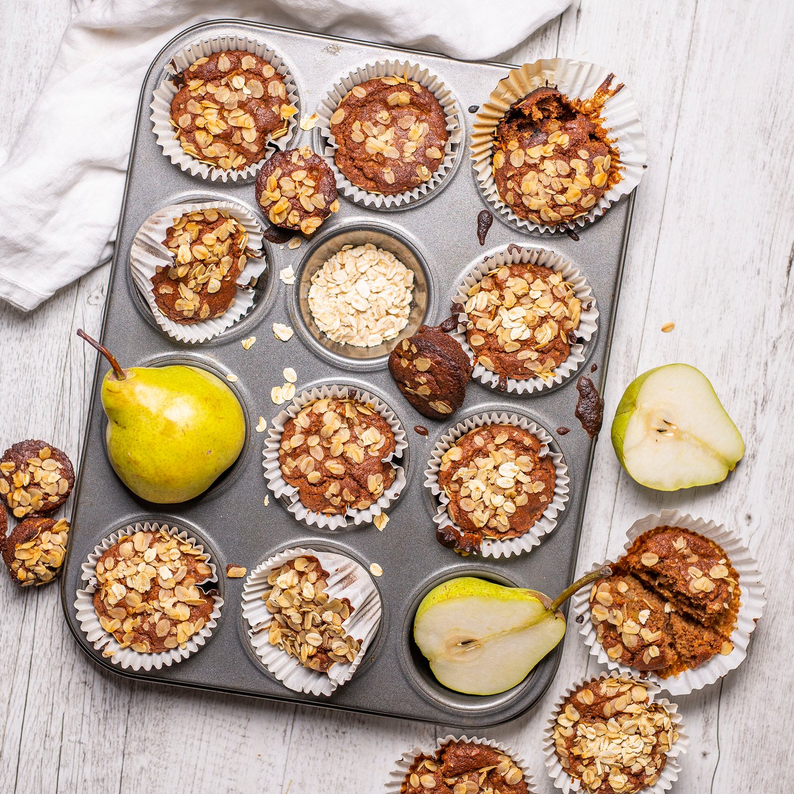 Vegan Spiced Oat Pear Muffins