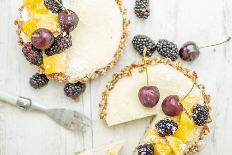 Raw Vegan Mango Macadamia Cheesecake Tarts