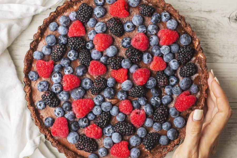 Raw Vegan Double Chocolate Berry Tart