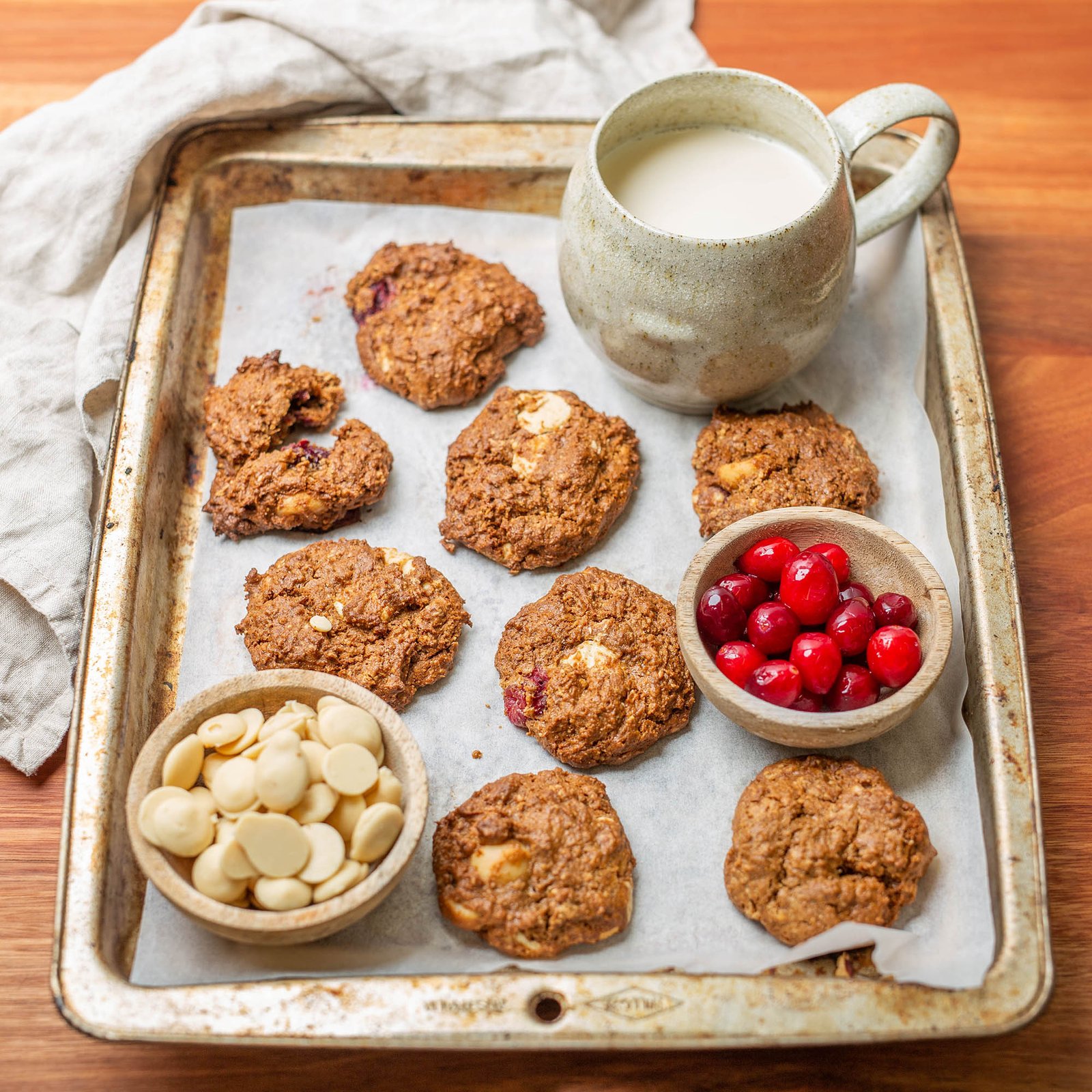 Easy Vegan Fudgy White Chocolate, Macadamia and Cranberry Cookies