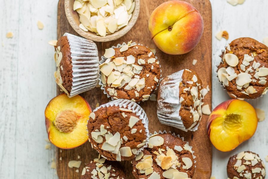 Vegan Peach Quinoa Muffins