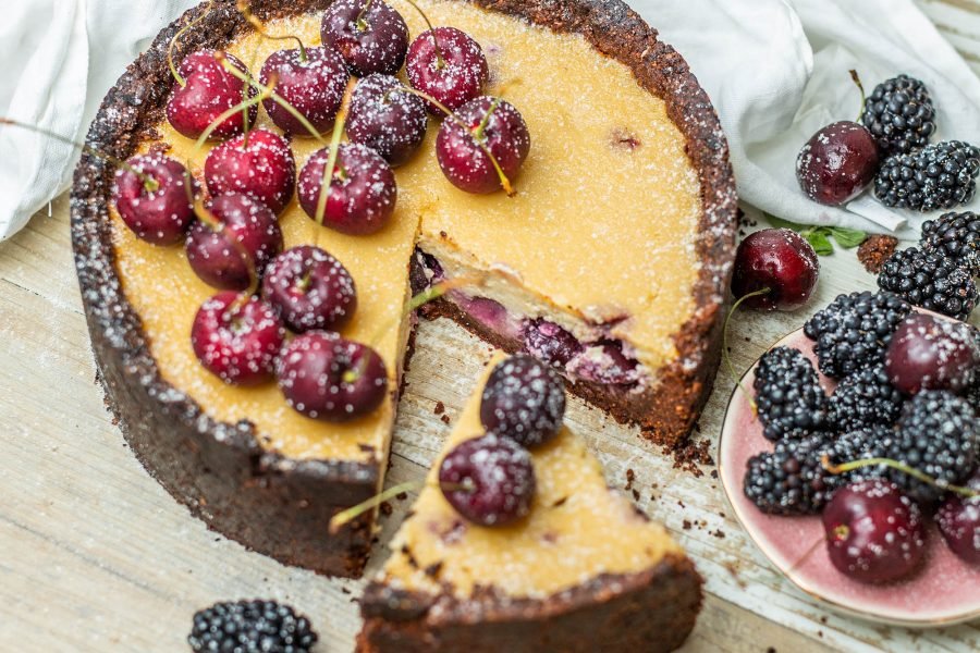 Baked Vegan Black Forest Cheesecake