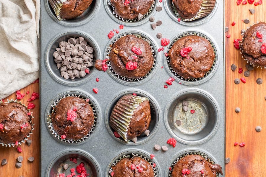 Vegan Double Chocolate Almond Butter Banana Muffins