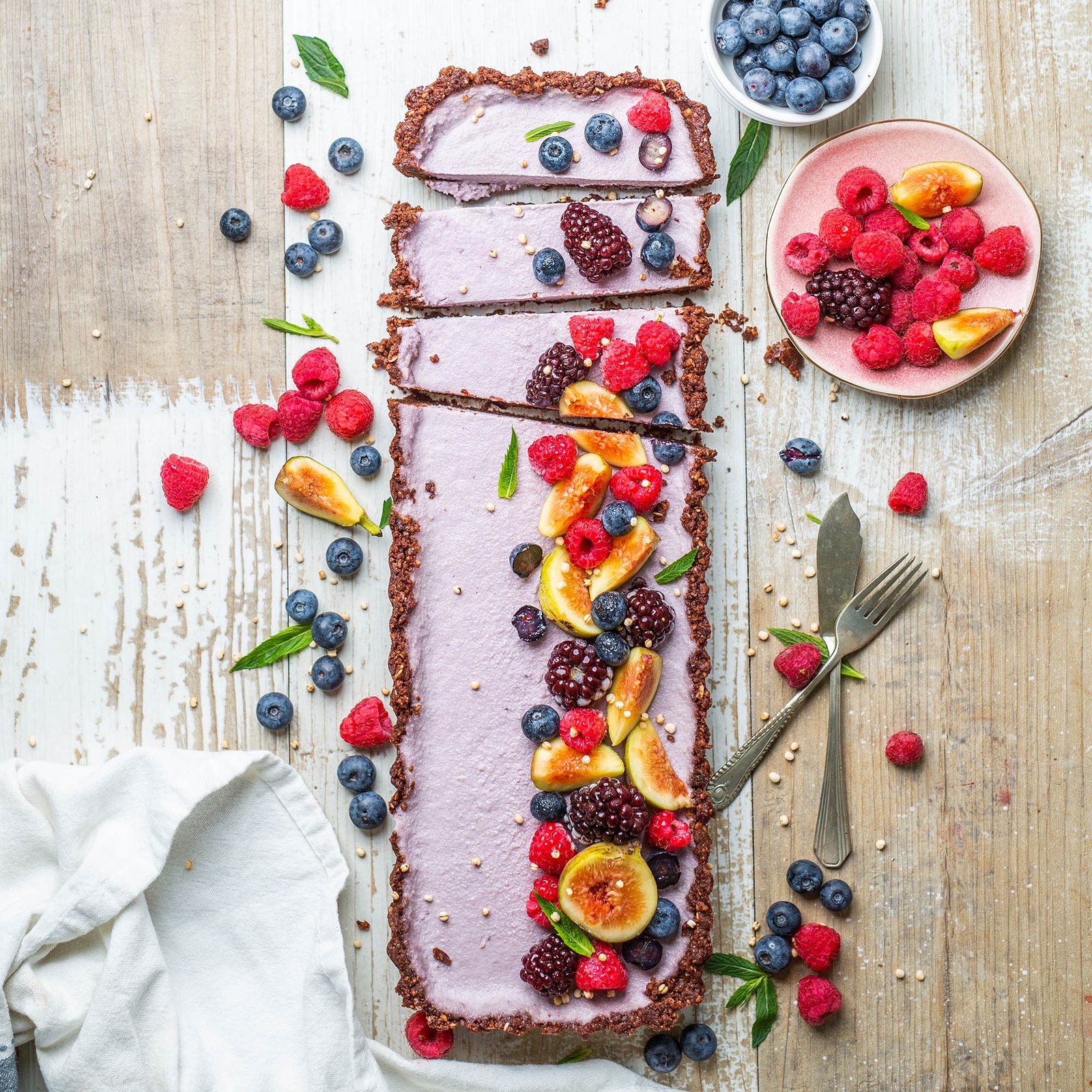 Raw Vegan Chocolate Blackberry Long Tart