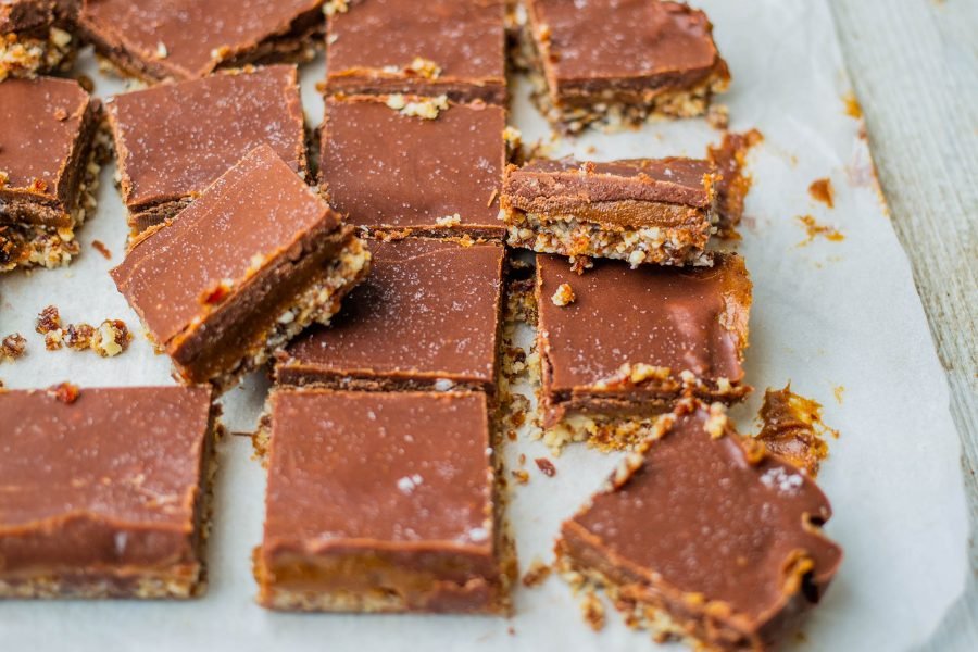 Raw Vegan Salted Tahini & Macadamia Caramel Slice