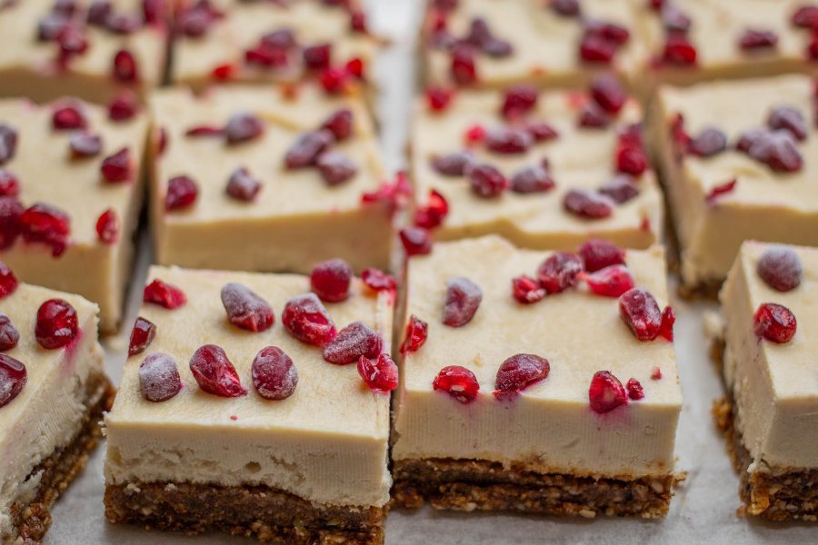Raw Vegan Coconut Pomegranate Slice