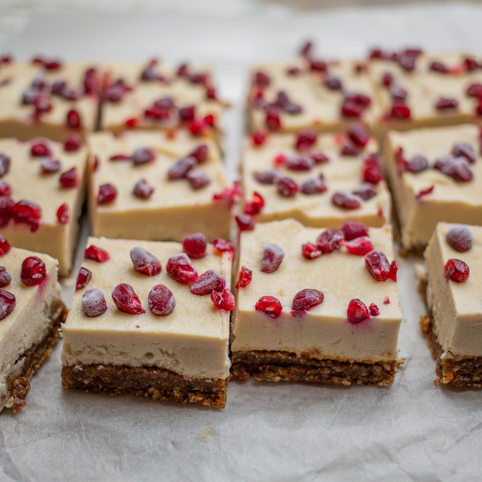 Raw Vegan Coconut Pomegranate Slice