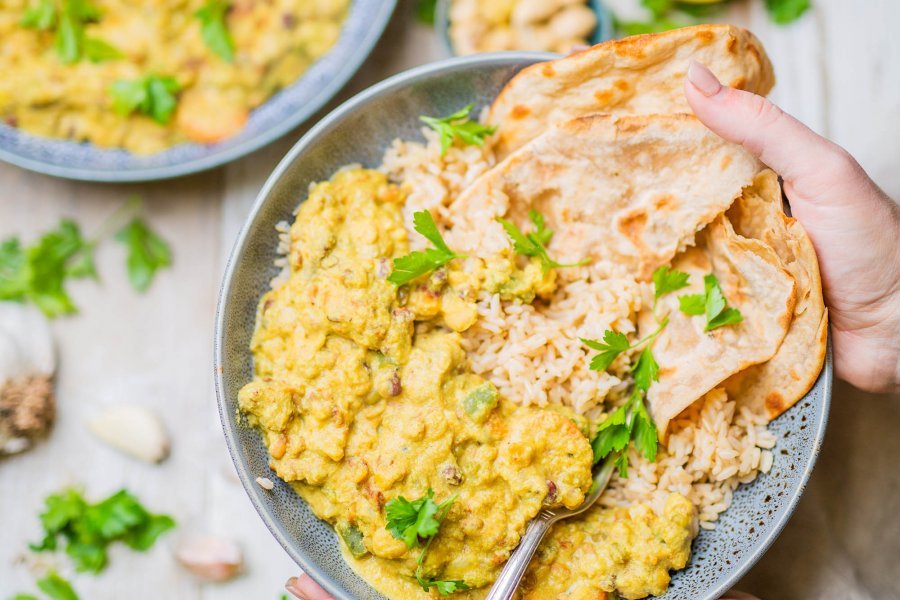 Mixed Bean, Lentil and Vegetable Korma: Stove Top and Pressure Cooker Recipe