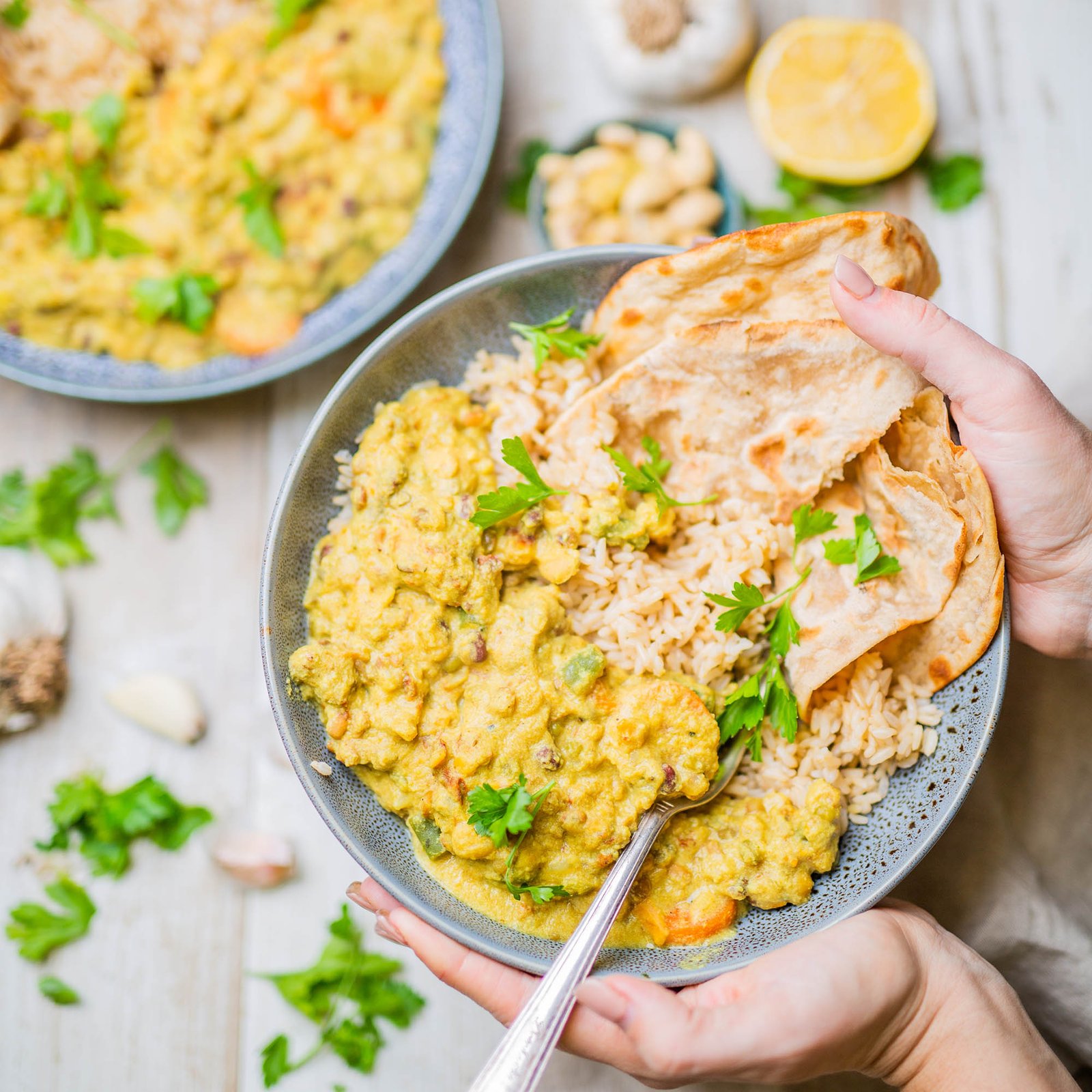 Mixed Bean, Lentil and Vegetable Korma: Stove Top and Pressure Cooker Recipe