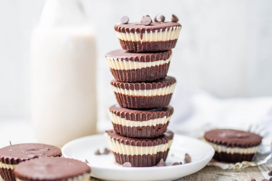 Sunflower Butter Chocolate Cups with Vegan White Chocolate Centre