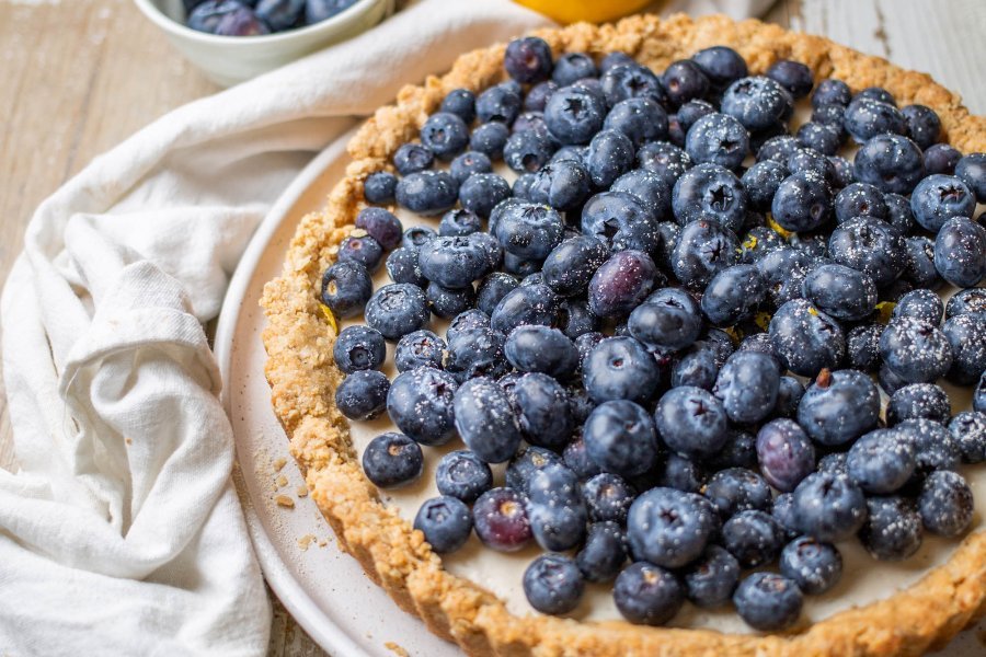 Vegan Blueberry Lemon Custard Tart
