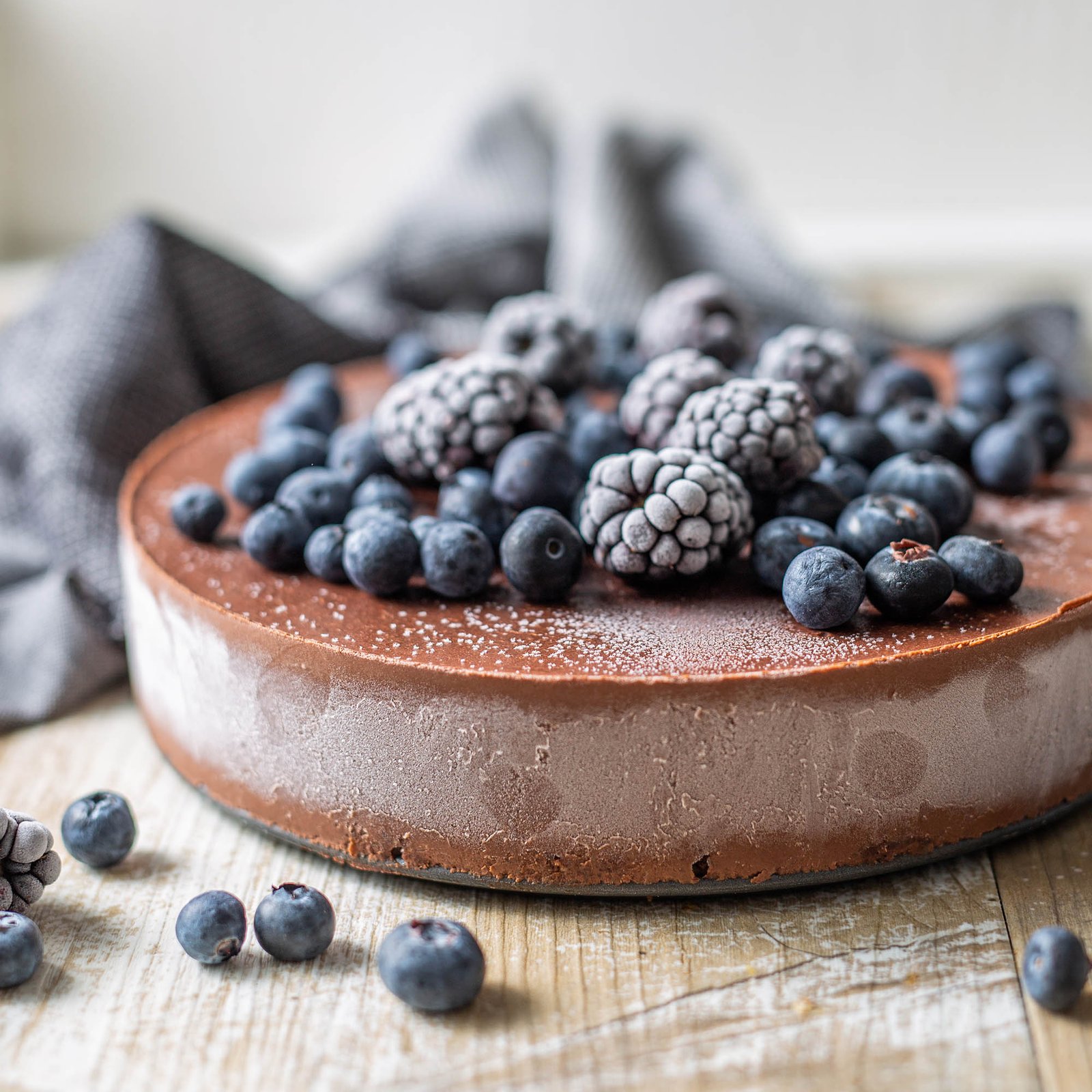 Vegan Chocolate Almond Torte with Dark Berries