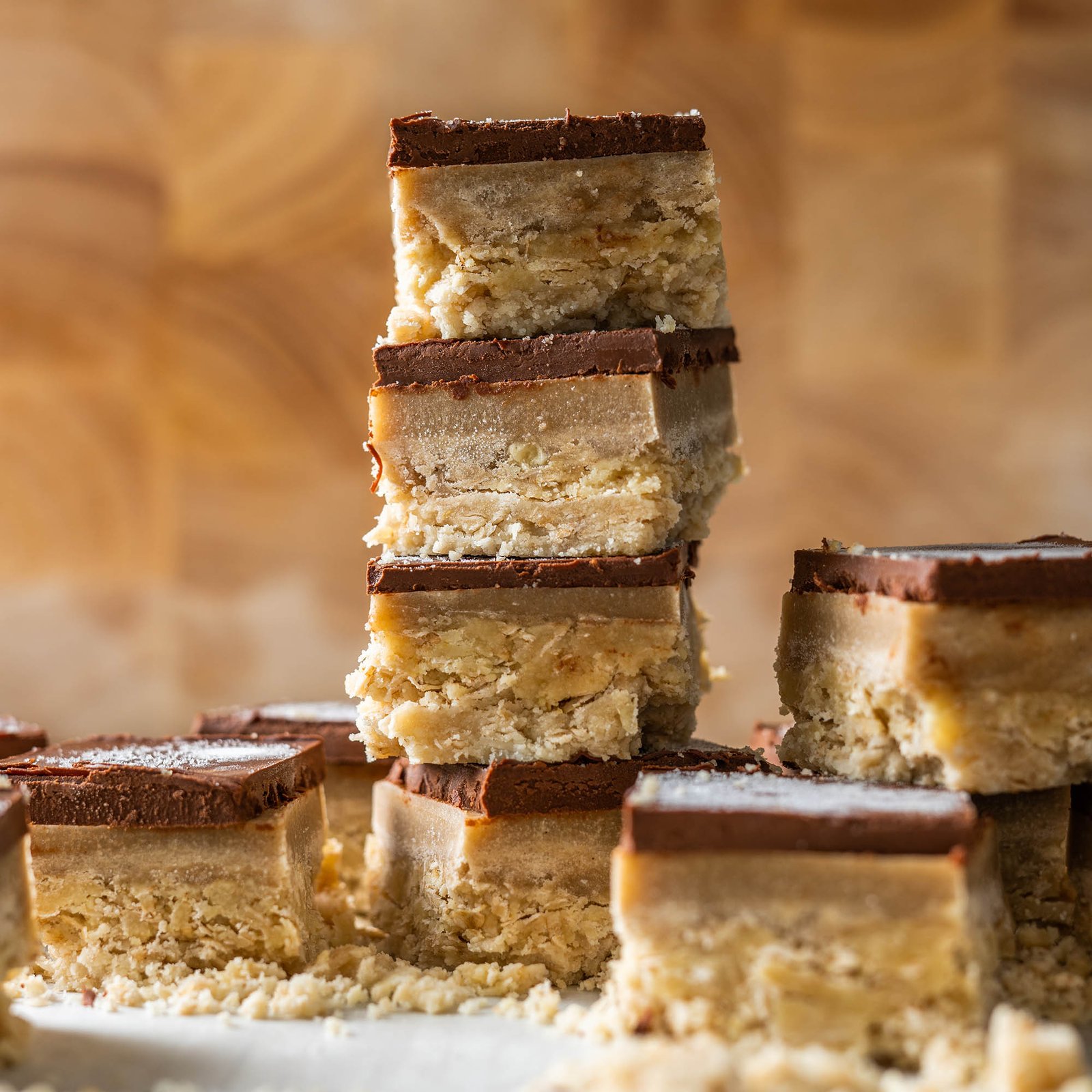No Bake Vegan Tahini Millionaire Bars