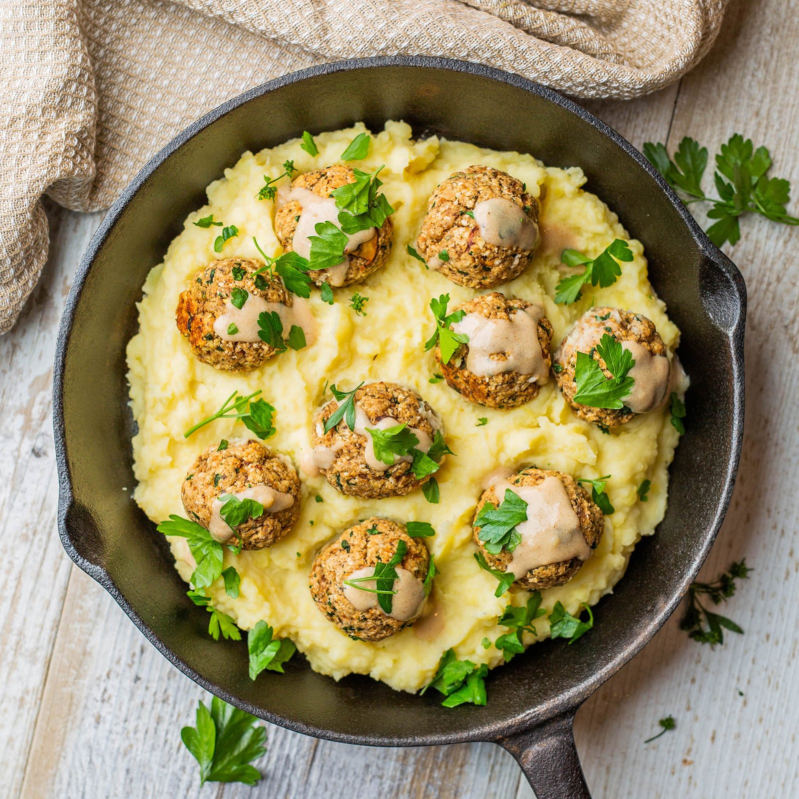 Vegan Mushroom Meatballs with Vegan Gravy