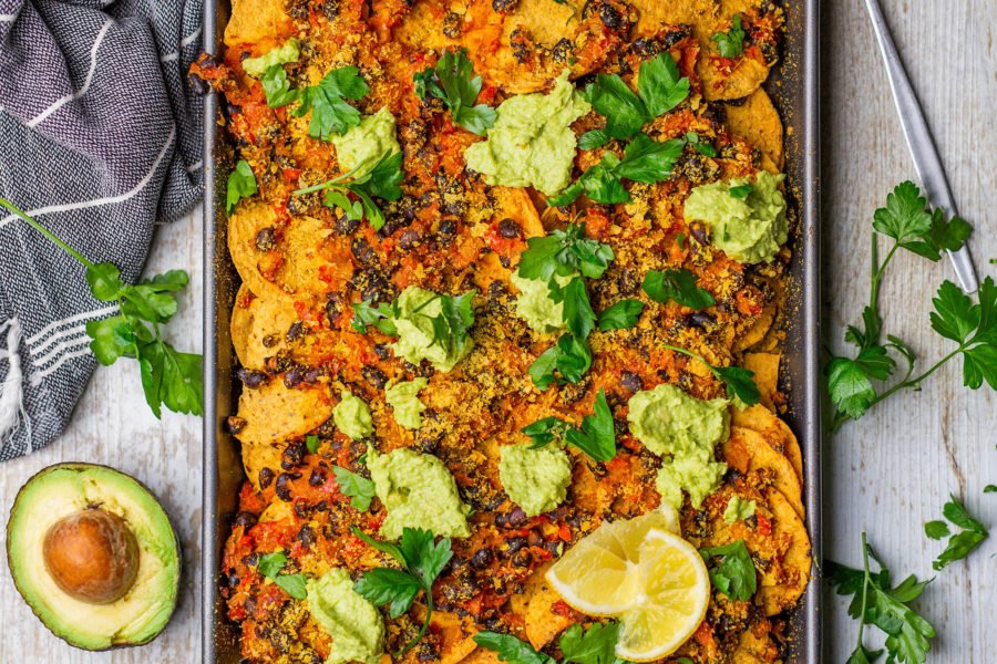 Easy Vegan Bean Sheet Pan Nachos