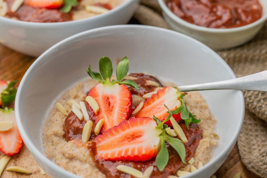 Amaranth Porridge with Stewed Rhubarb