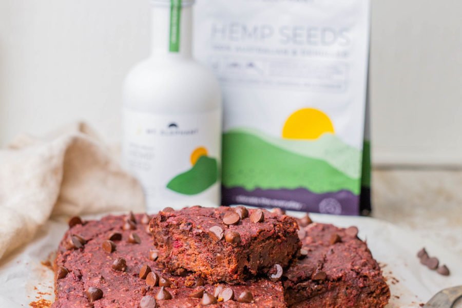 Vegan Chocolate Beetroot Adzuki Bean Brownies with Hemp