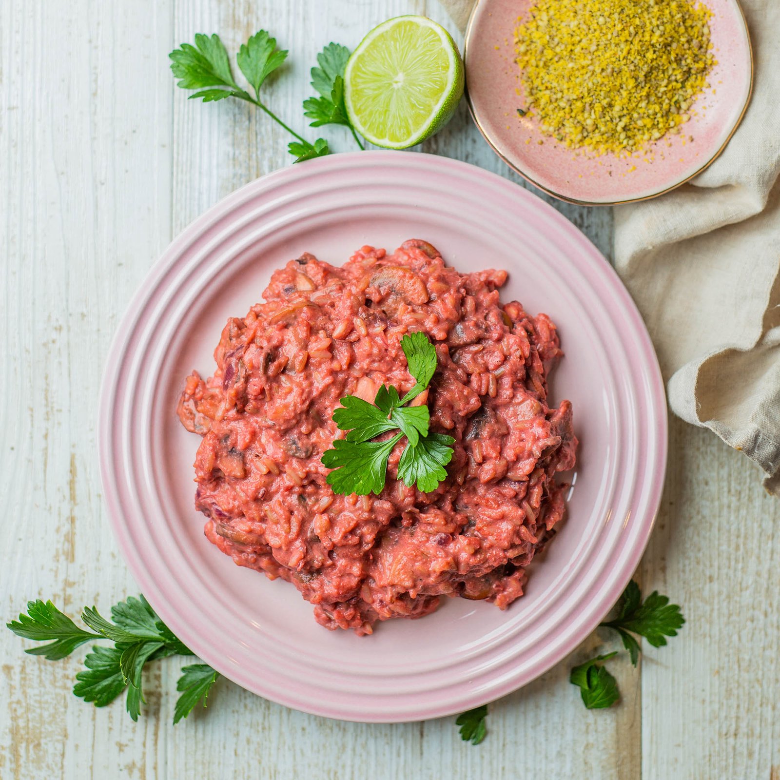 Vegan Beetroot and Mushroom Brown Rice Risotto