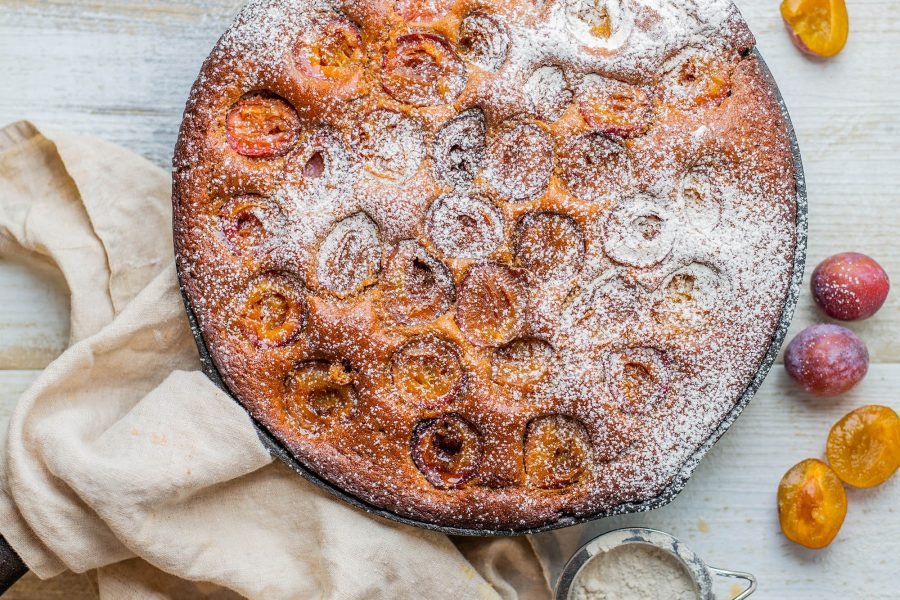 Vegan Plum Skillet Cake