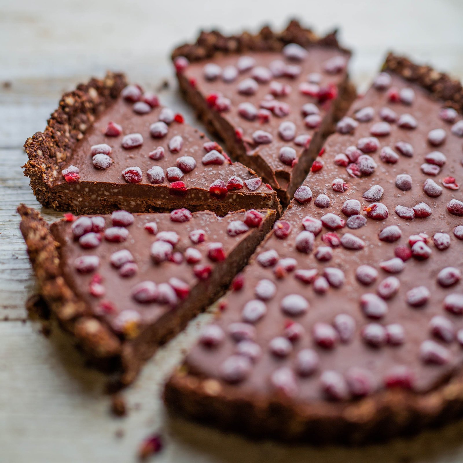 Vegan Chocolate Pomegranate Tart
