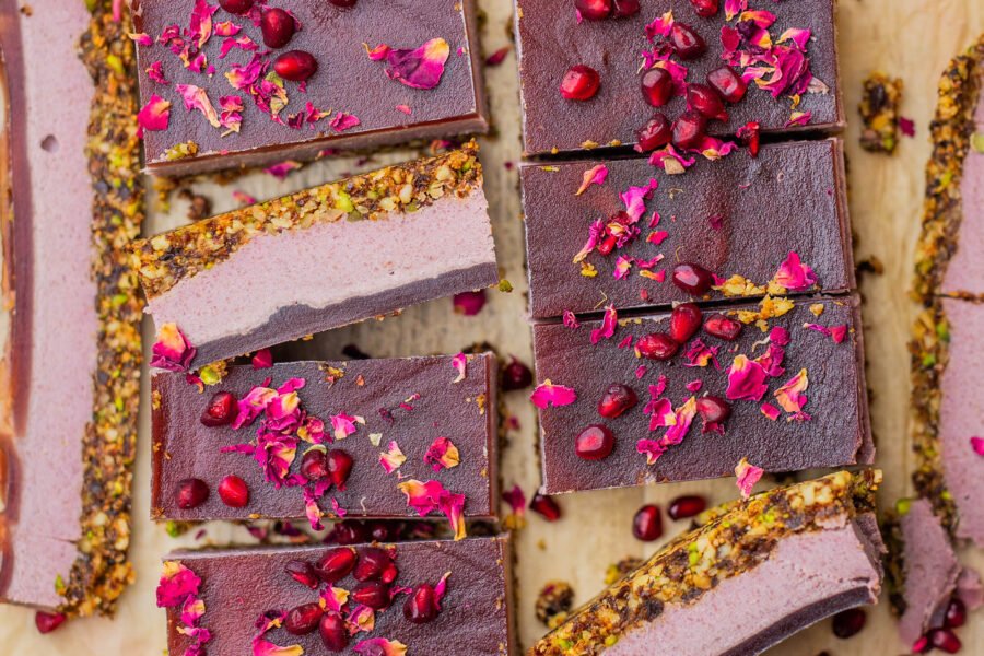 Vegan Rose Pomegranate Jelly Slice