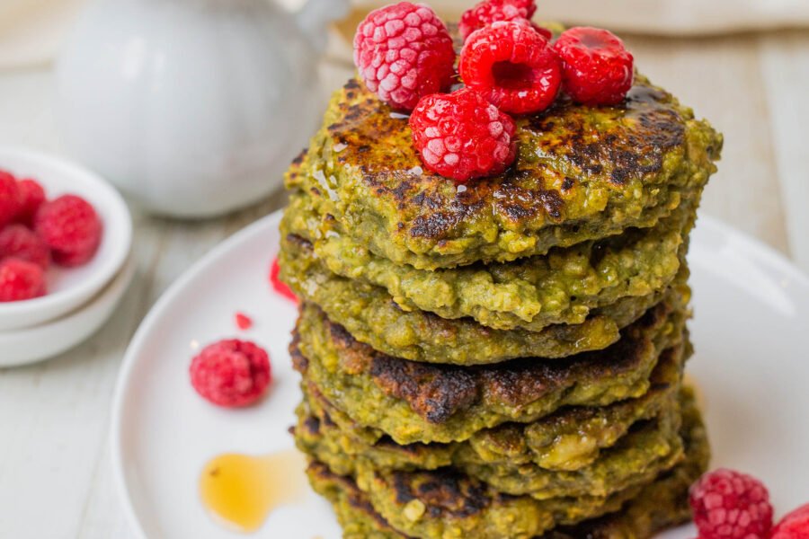 Vegan Moringa Oat Banana Pancakes