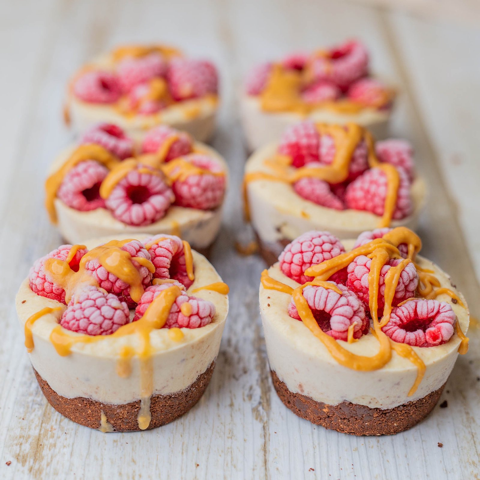 Mini White Chocolate Raspberry Vegan Cheesecakes
