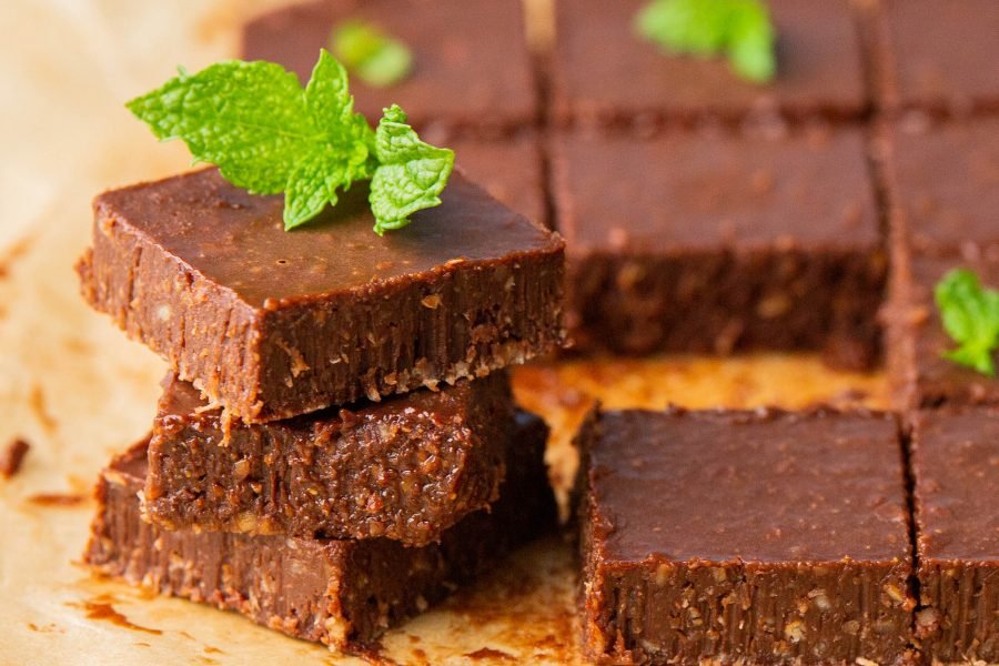 Vegan Chocolate Peppermint Pecan Squares