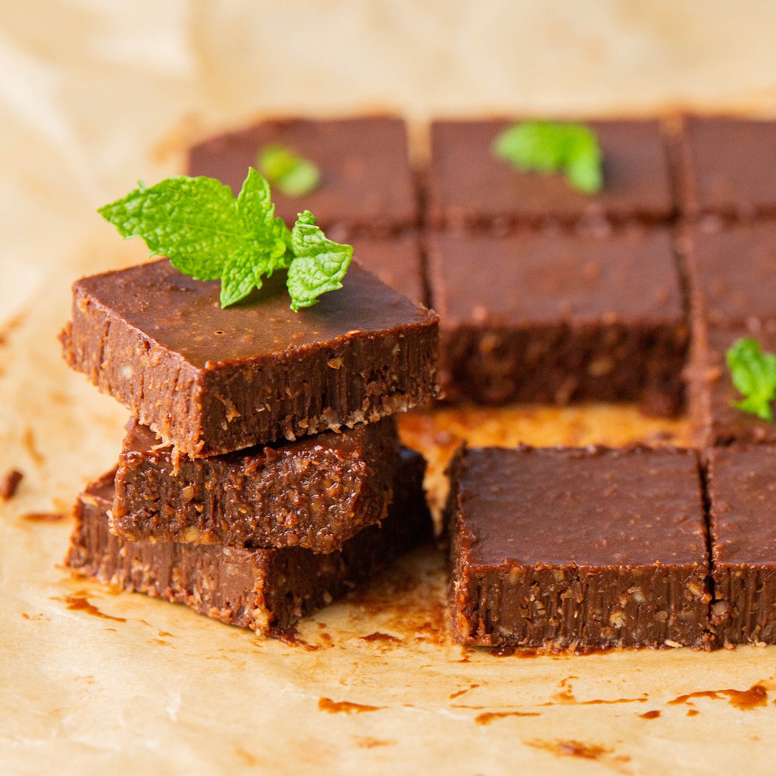 Vegan Chocolate Peppermint Pecan Squares