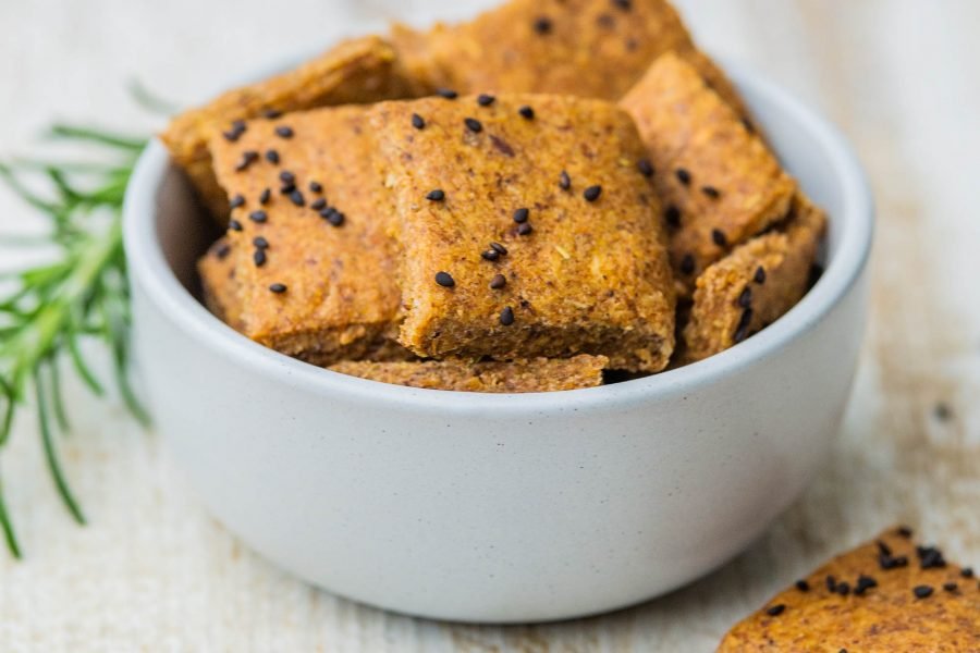 Two Ingredient Flaxseed Rosemary Crackers