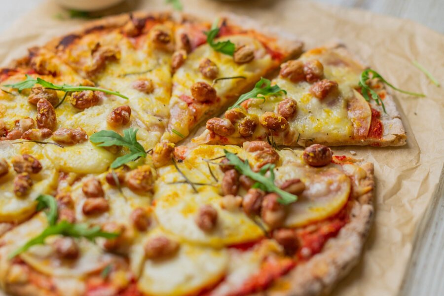 Vegan Bean and Potato Pizza with Spelt Crust