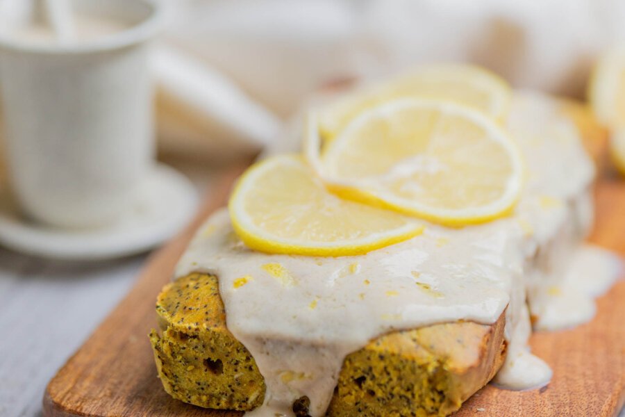 Vegan Lemon Poppy Seed Loaf With Whole Lemon
