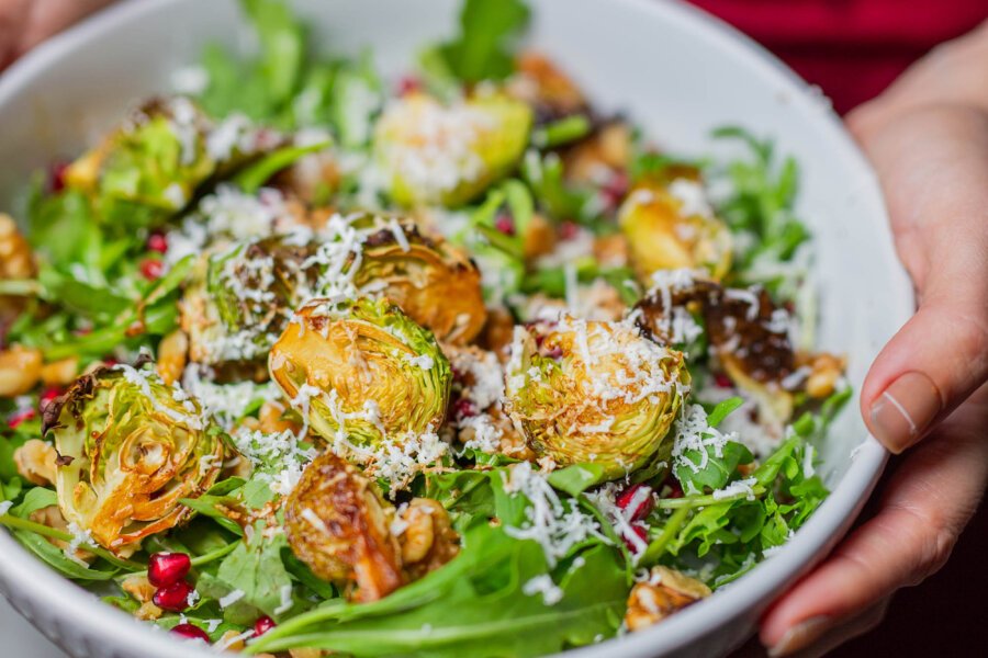 Balsamic Roasted Brussel Sprout Rocket Salad
